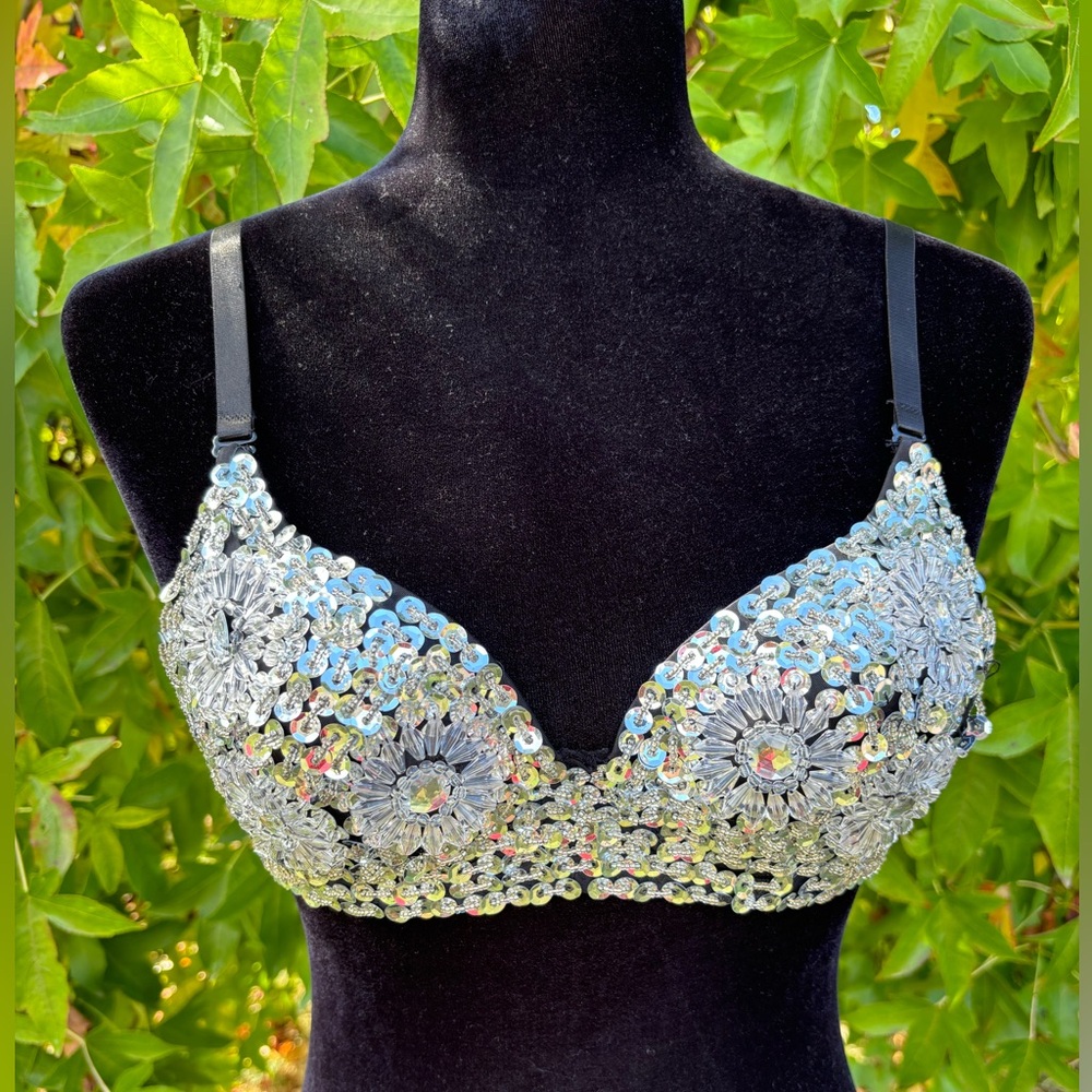 Meishulanna Beaded and Sequined Bra